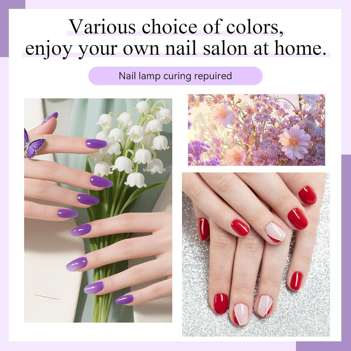 phoenixy Gel Nail Polish 25+5 PCS Gel Nail Polish Kit with Black White Pink Blue Purple Suitable