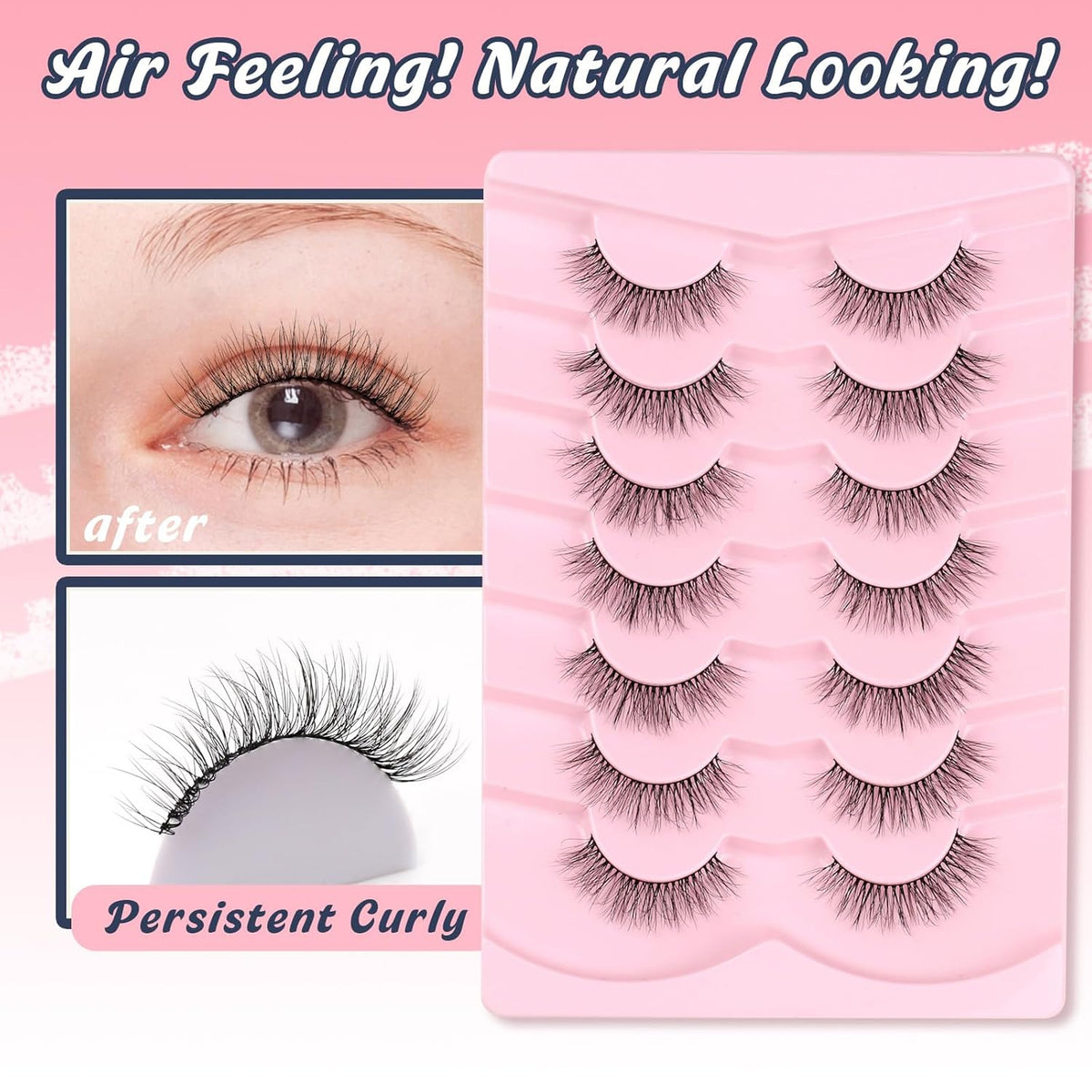 Natural Lashes Eyelashes Wispy 12mm False Lashes Soft Strip Lashes 3D Volume Eyelashes Thin Cotton