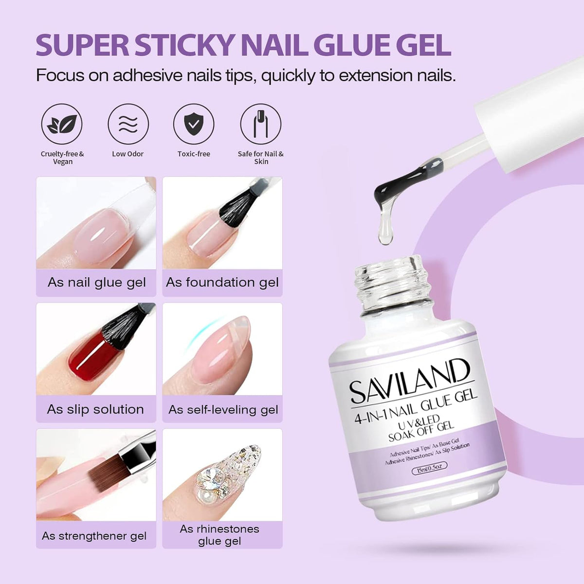 SAVILAND Gel Nail Kit with Drill: ALL-IN-1 Beginner Nail Kit, 0.5Oz U V Nail Glue Gels, Gel Nail X