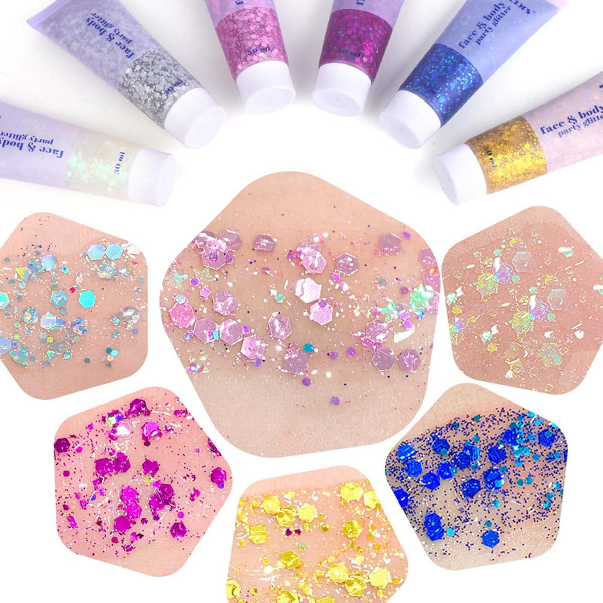 DAGEDA Body Glitter Gel, Face Glitters Body Gel Sequins Shimmer Liquid Eyeshadow, Chunky Glitter