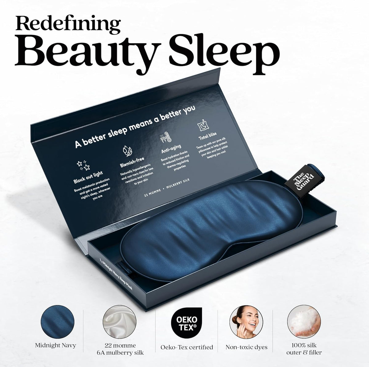 Pure Silk Sleep Mask [100% 6A Mulberry Silk, 22 Momme] Light Blocking Travel Essentials. Eye Masks
