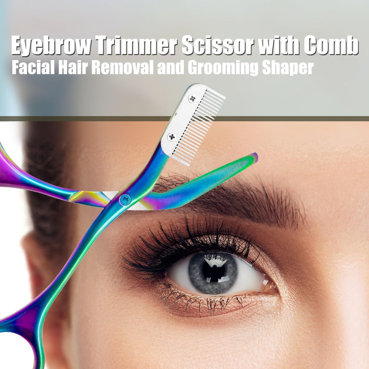 Eyebrow Scissors with Comb - Stainless Steel Eyebrow Trimmer for Women and Men, Facial Grooming