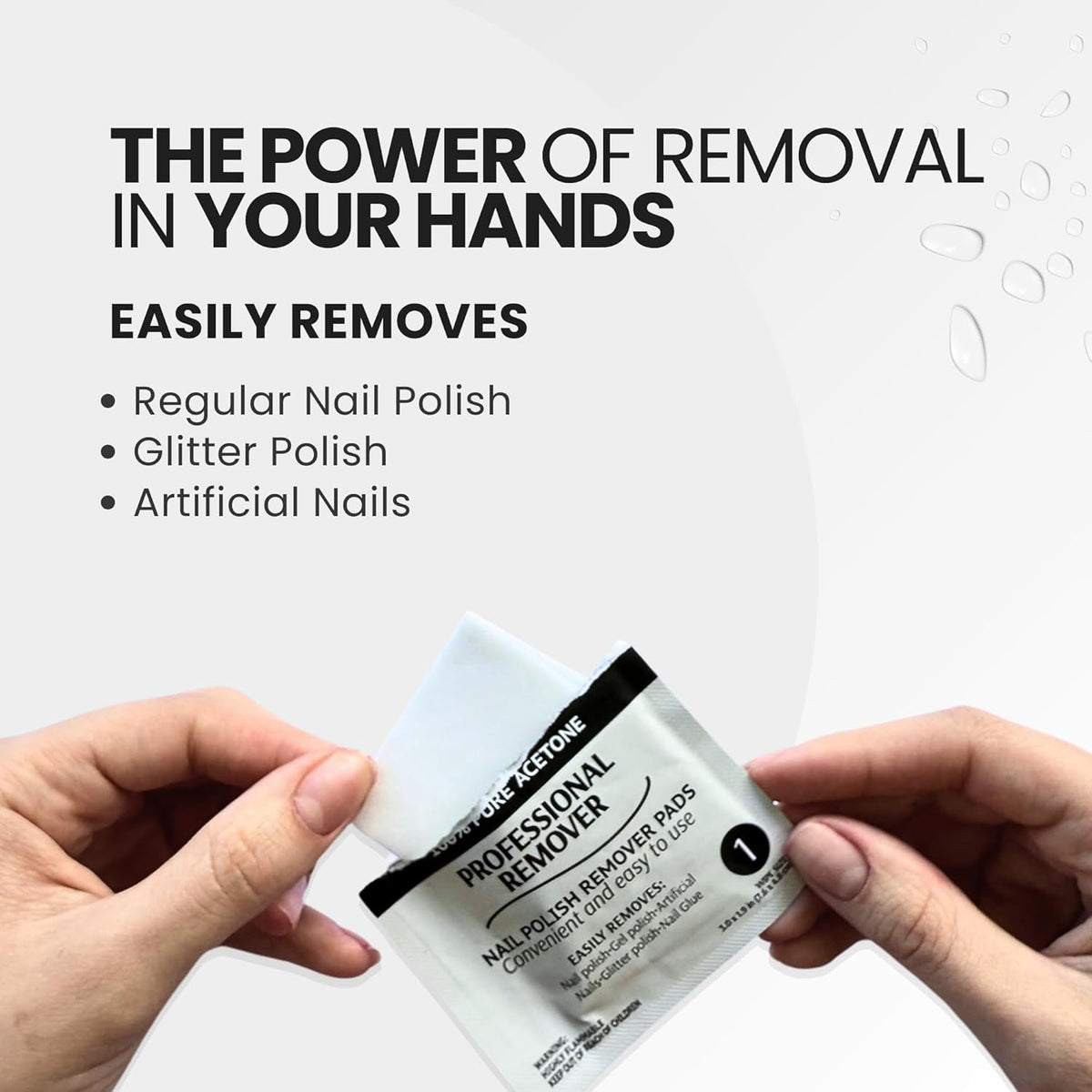 Pronto Acetone Nail Polish Remover Pads, 10 Pcs. Individually Wrapped Acetone Wipes, Pure Acetone