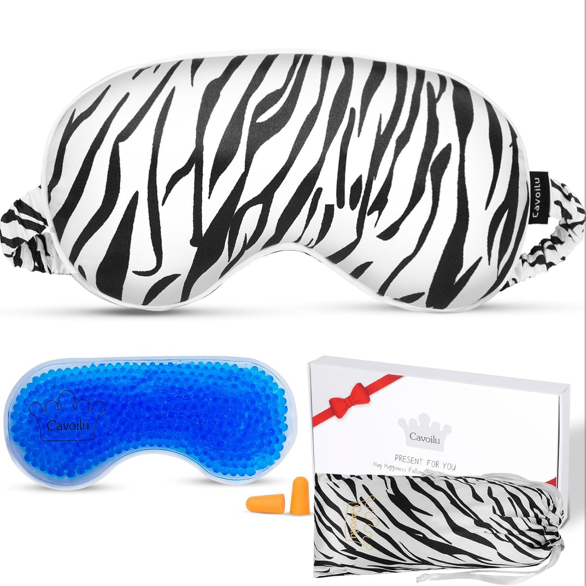 Sleep mask w/Cooling Gel Eye Mask, Heated Eye Mask for Sleeping, Reusable Ice Silk Stain Eye Cover