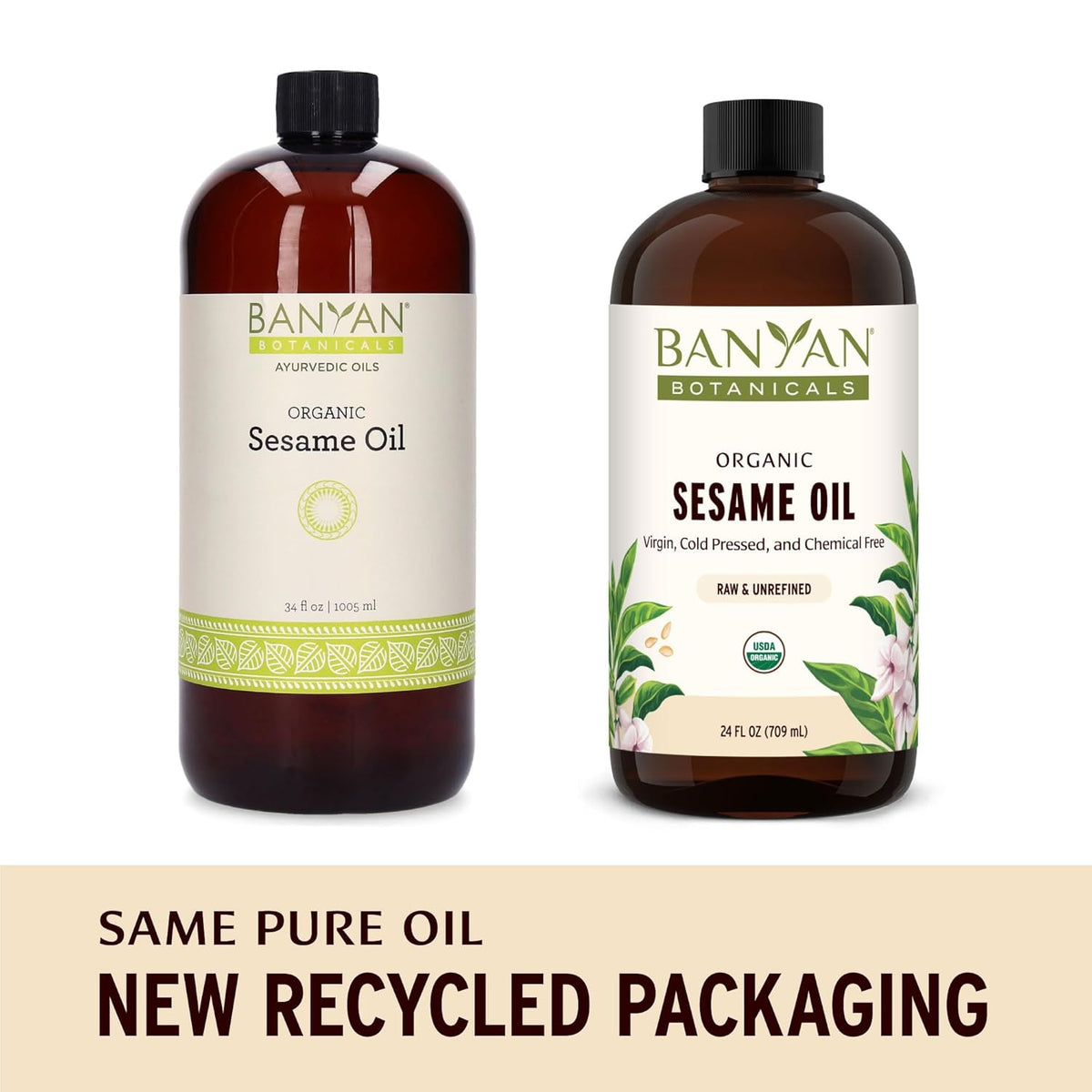 Banyan Botanicals Sesame Oil – Organic & Unrefined Sesame Oil for Skin, Body, Hair & More