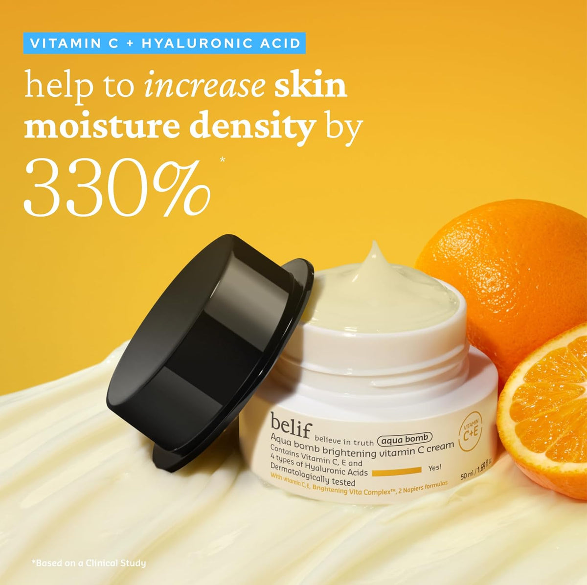 belif Aqua Bomb Vitamin C Face Cream Moisturizer, Infused with Hyaluronic Acid, Vitamin C & Vitamin