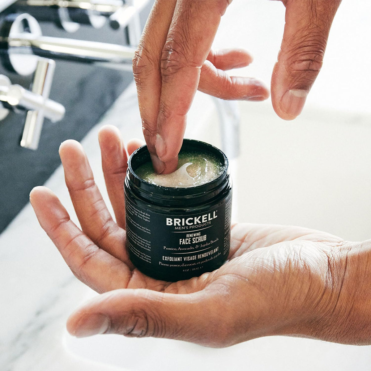 Brickell Men's Renewing Face Scrub for Men, Natural and Organic Deep Exfoliating Facial Scrub