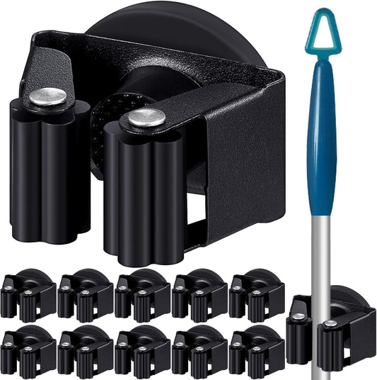 10 Pcs Magnetic Mop Broom Holder Movable Magnetic Broom Holder Rack, Anti Slip Wall Mounted Utility