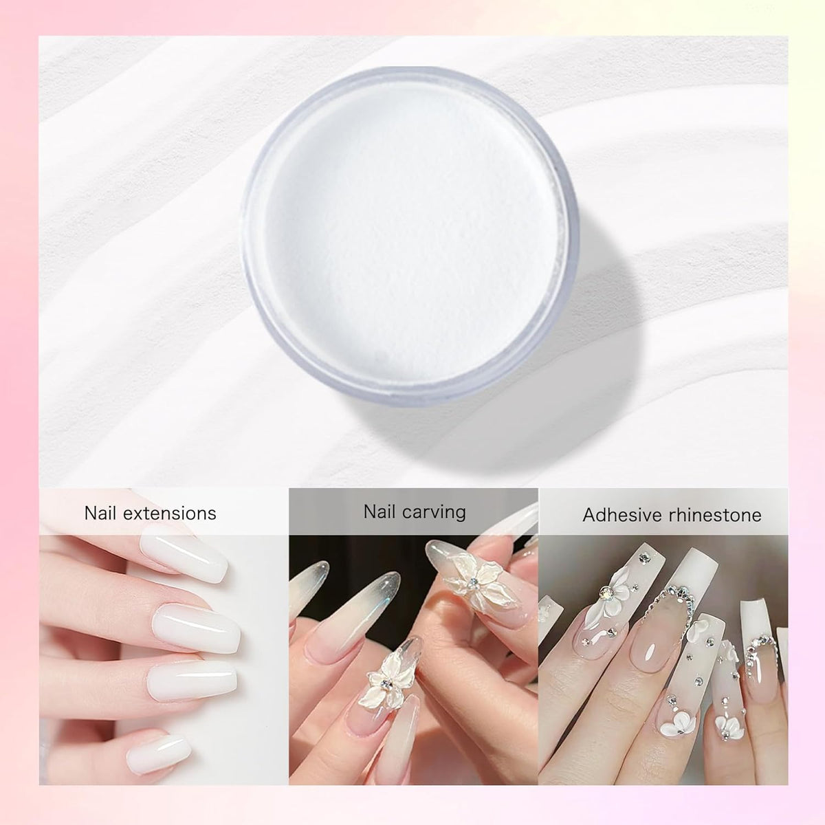 Acrylic Powder for Nail 56g: 2oz Lucent White Acrylic Powder Large Capacity Professional for 3D Art