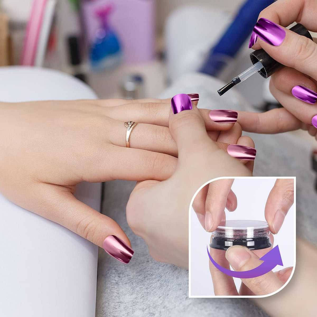 Artdone 16 Jars Chrome Nail Powder Nail Art Fimo Striping Tape Lines Decoration Metallic Mirror
