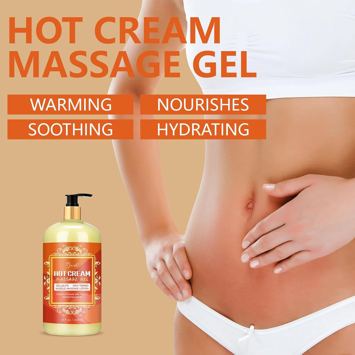 Anti Cellulite Massage Oil & Hot Cream Set with Massager, Natural Cellulite Remover, Oil & Massager