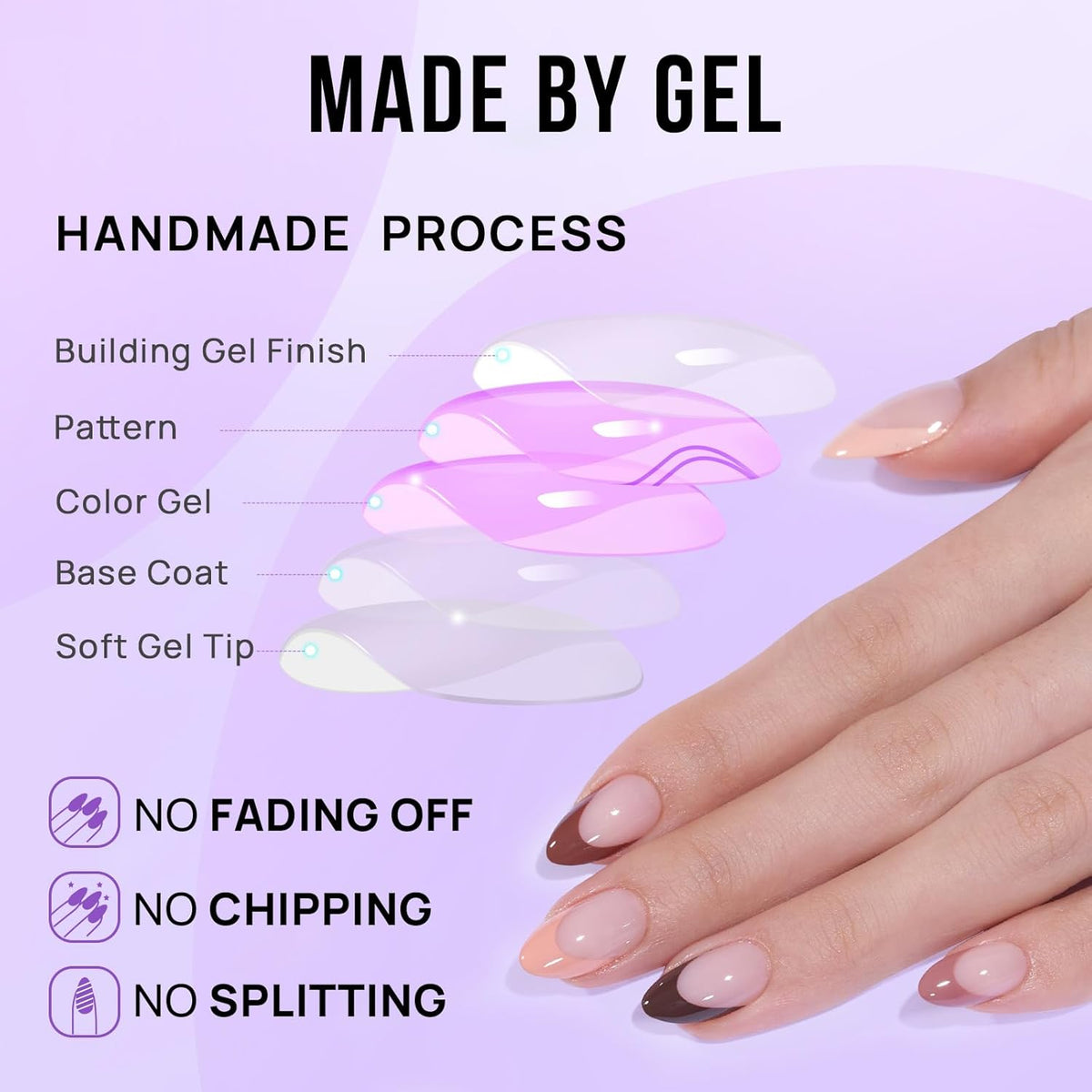 BTArtbox French Tip Press On Nails, Short Almond Supremely Fit & Natural Glue On Nails with Nail