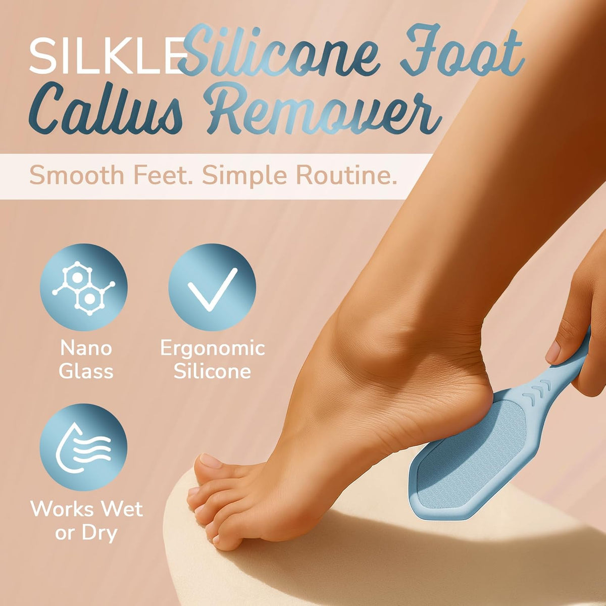 Silicone Foot Callus Remover - Nano Glass Foot File for Dead Skin and Cracked Heels - Callus