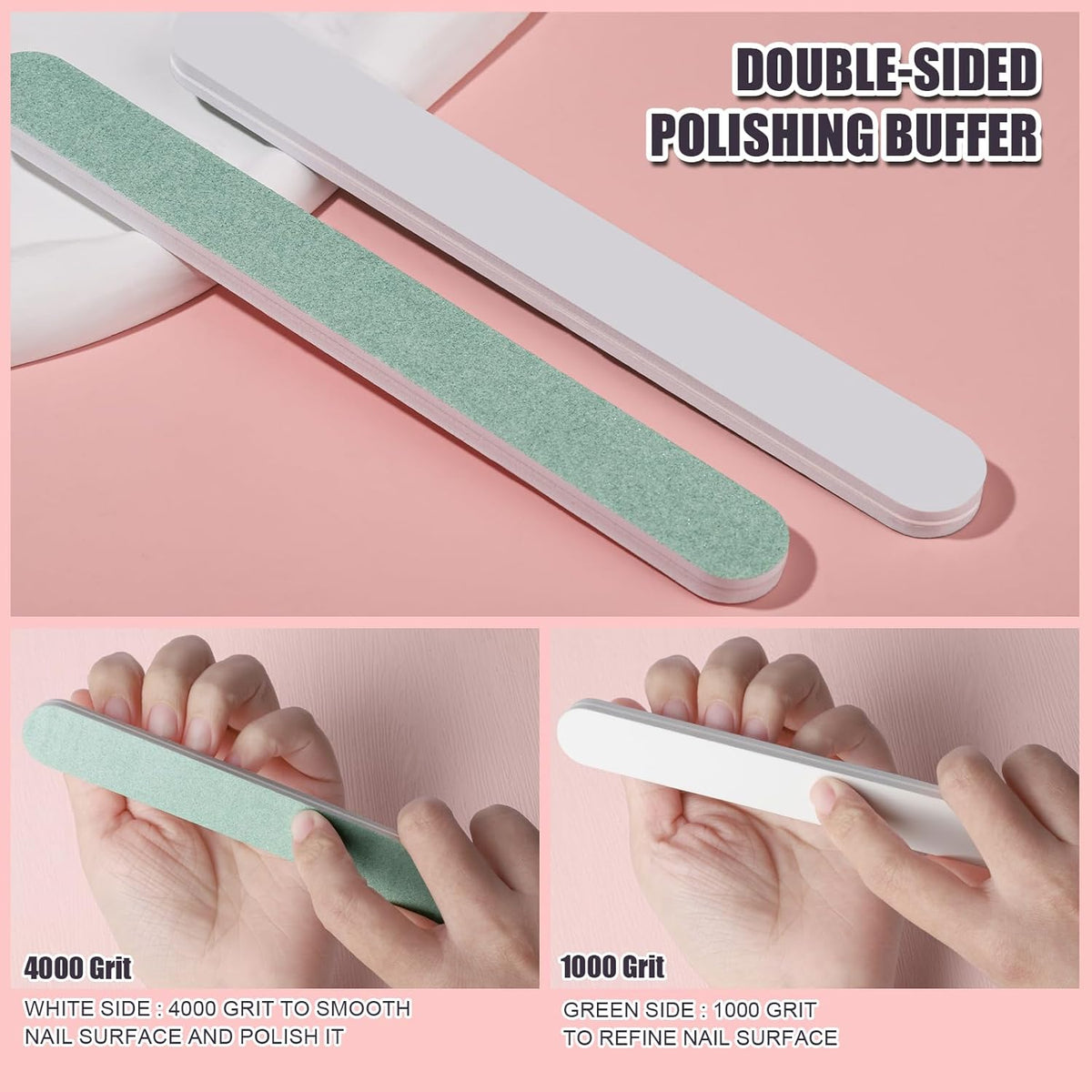 FANDAMEI Nail Buffers and Files, 8PCS Colorful Nail Buffer Block, 8PCS Blue Nail File, 2PCS 7 Way