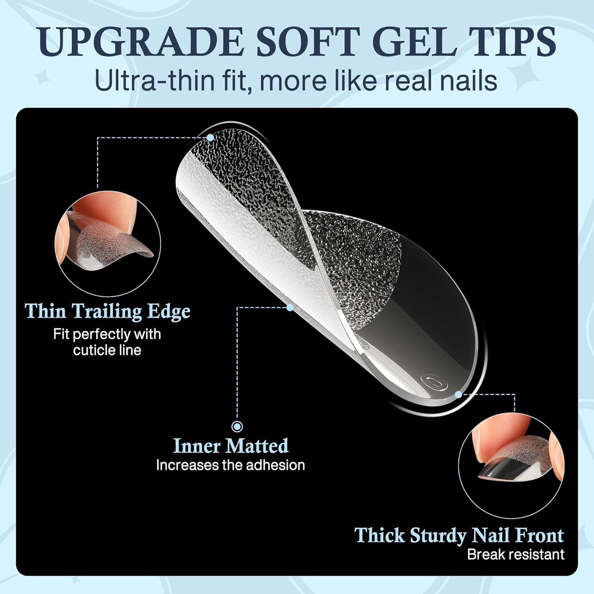 Extra Short Almond Fake Nails, 504pcs Soft Gel Pre-Shaped Acrylic Nail Tips, Half Matte Full Cover