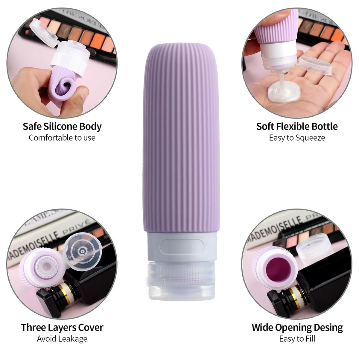 16 Pack Travel Bottles for Toiletries, Large 6oz Silicone Travel Containers jar for Toiletries