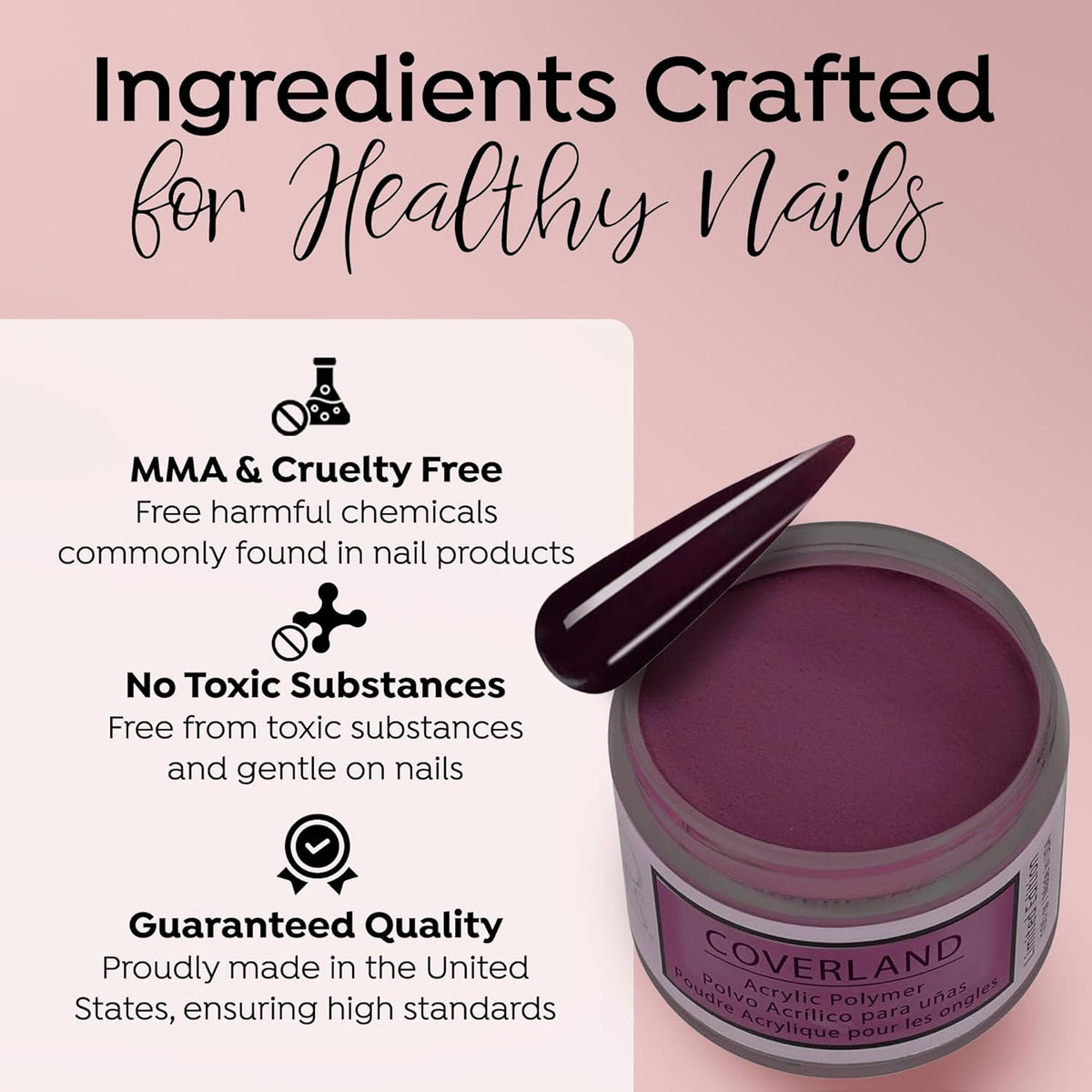 Tones Coverland Acrylic Nail Powder "Pour the Wine" - Limited Edition for Nail Design, Sculpting