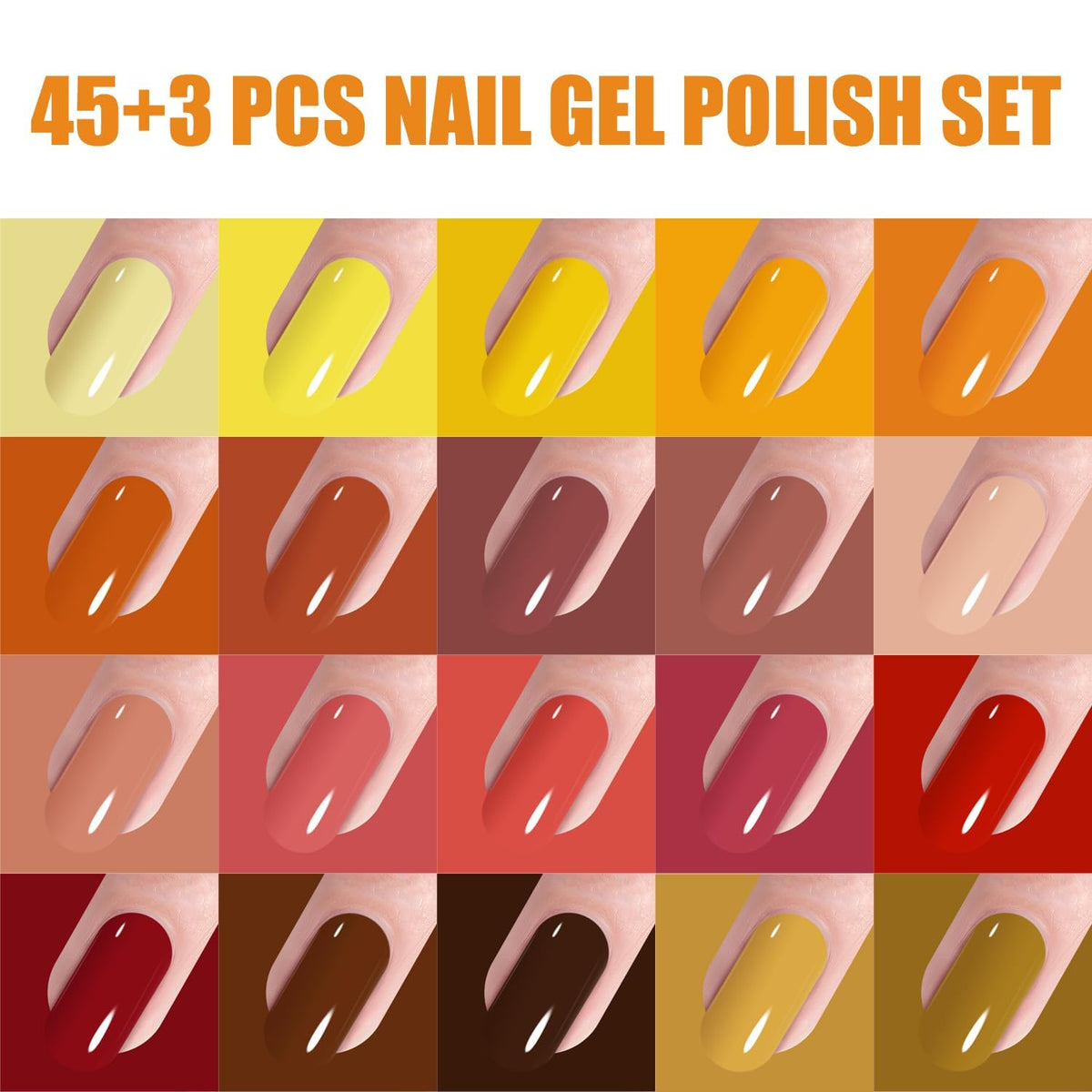 Vishine 48PCS Gel Nail Polish Kit with UV Light include 45 Colors Gel Polish Nail Kit Soak Off Base