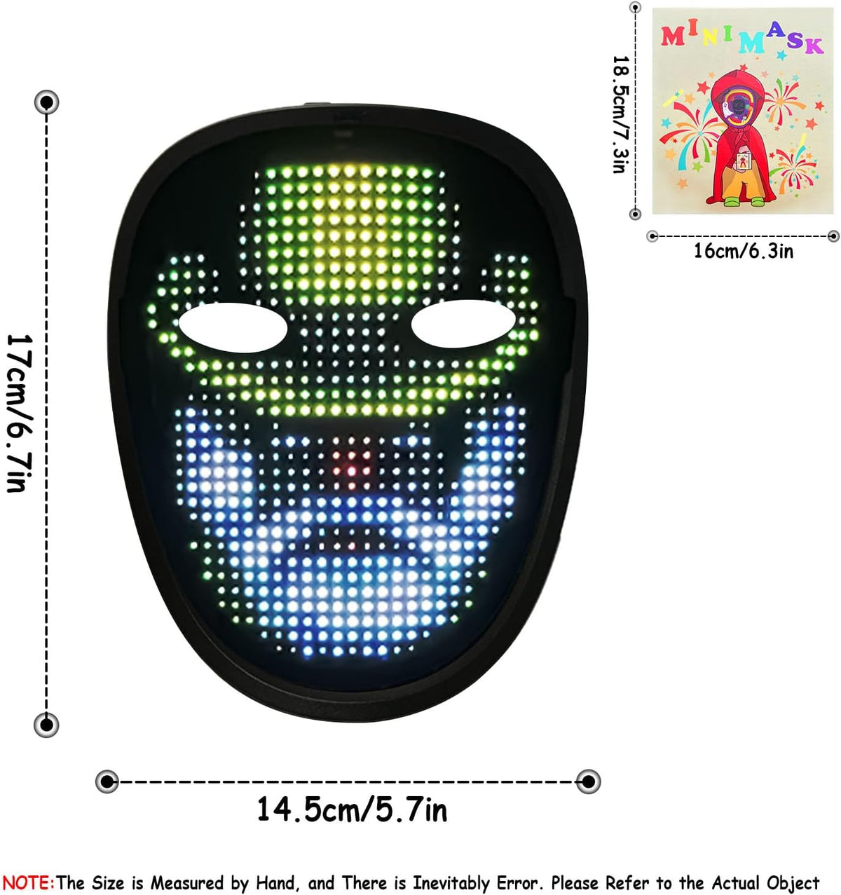 Depointer Life Led Mask with Gesture Sensing,Unisex LED Lighted Face Transforming Mask for Costume