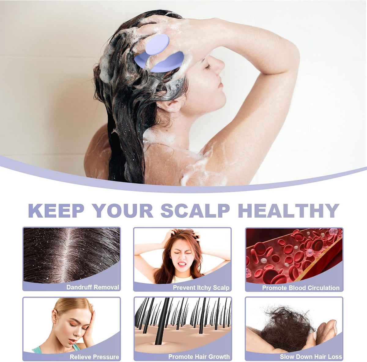 Silicone Scalp Massager, Scalp Scrubber for Hair Growth with Soft Bristles, Scalp Exfoliator Brush
