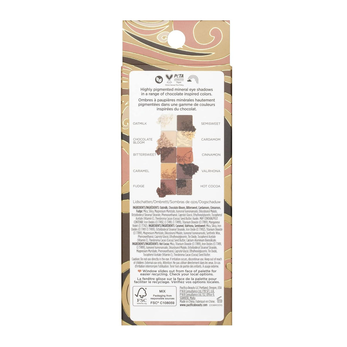 Pacifica Cocoa Nudes Mineral Eyeshadow Palette – 10 Shades Eye Makeup Naked Mineral Eye Shadow