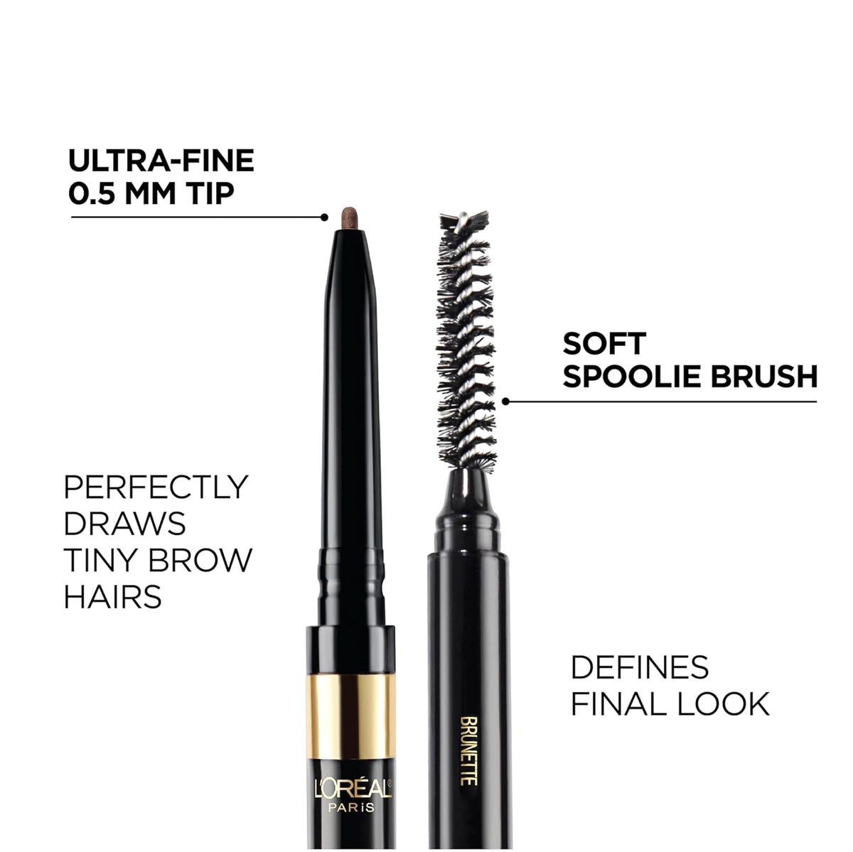 L'Oreal Paris Makeup Brow Definer Waterproof Eyebrow Pencil, Ultra-Fine Mechanical Pencil, Draws