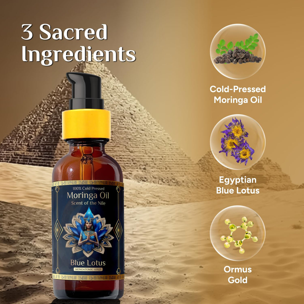Pure Organic Moringa Oil with Blue Lotus Flower – Deep Hydrating & Anti-Aging Ritual Oil for Skin