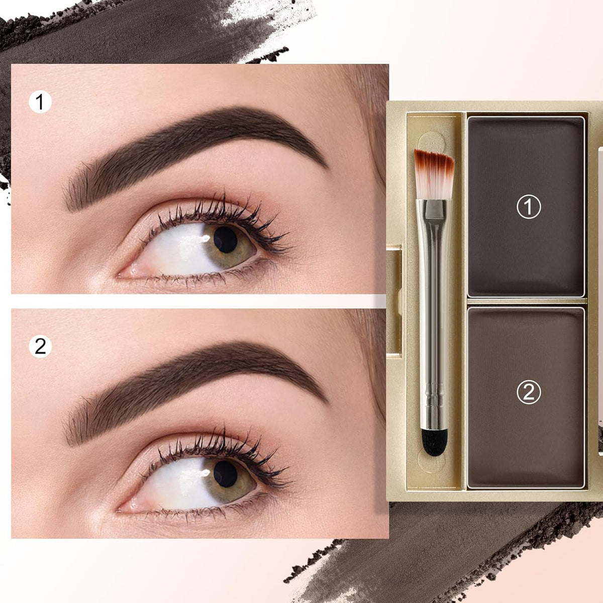 Boobeen Eyebrow Powder Kit, 2-color Waterproof Eyebrow Palette Makeup to Definer & Filler Brows