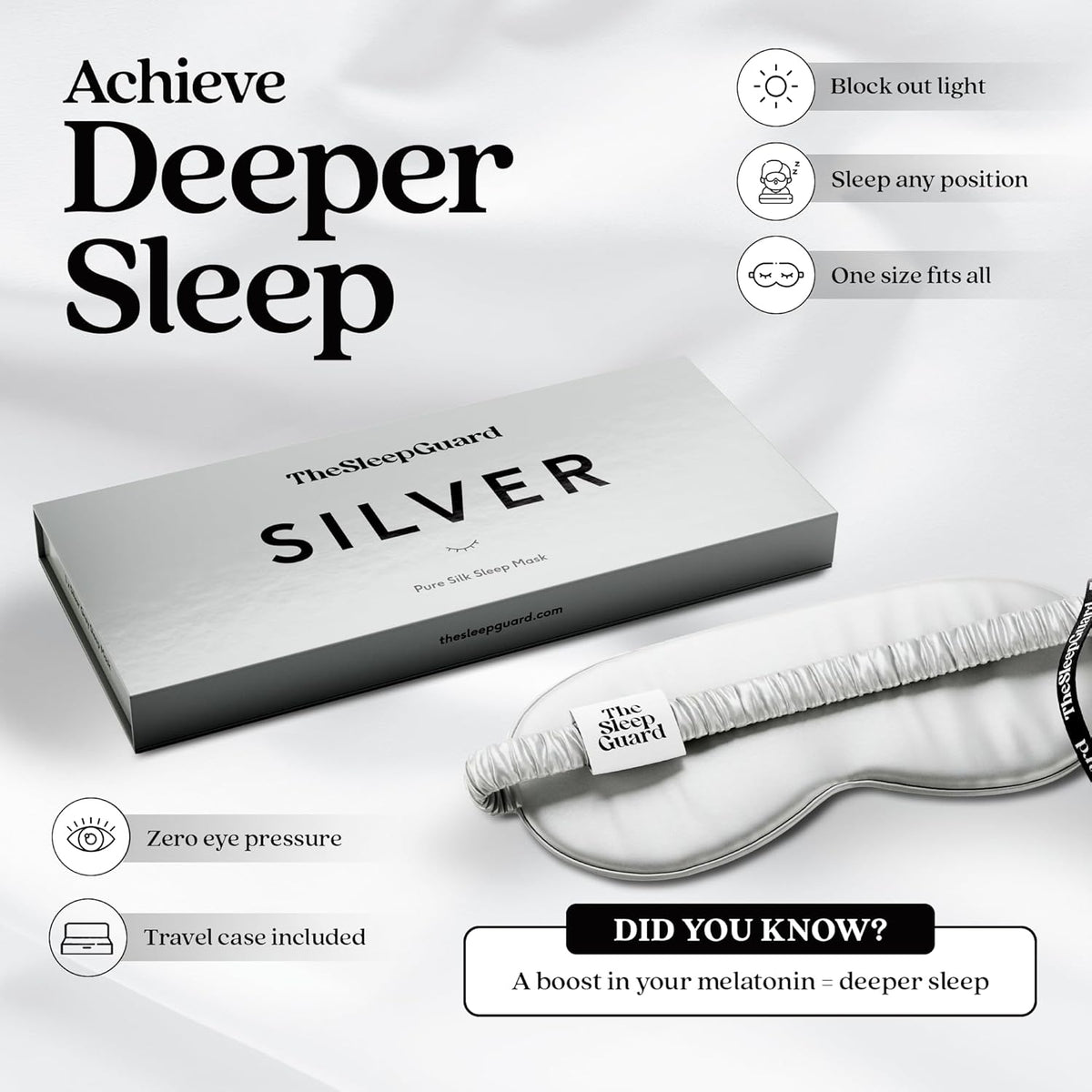 Pure Silk Sleep Mask [100% 6A Mulberry Silk, 22 Momme] Light Blocking Travel Essentials. Eye Masks
