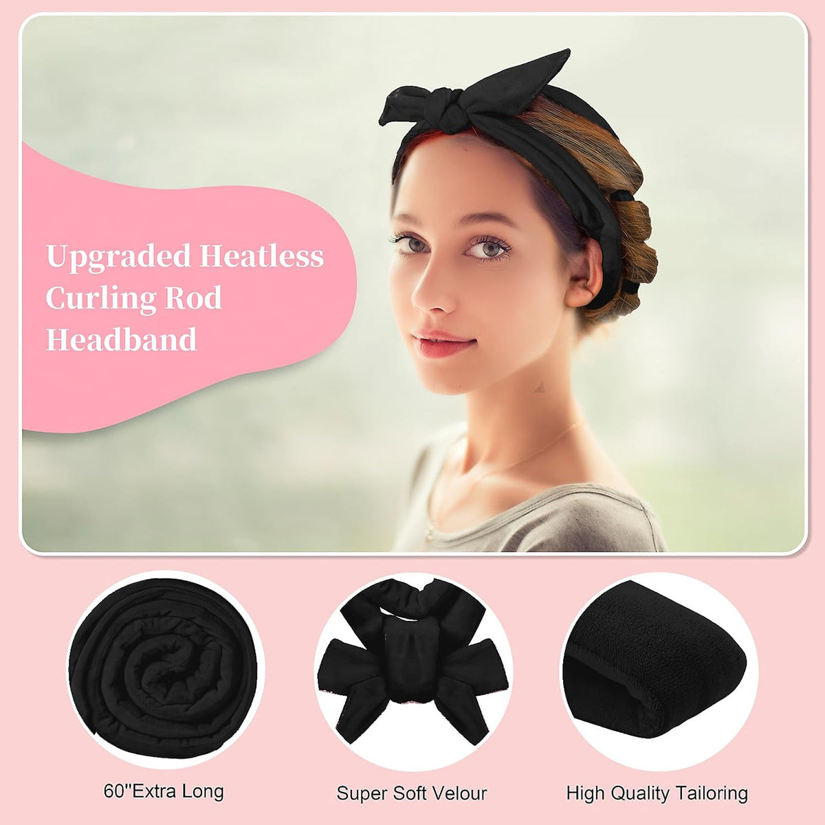 Heatless Curling Rod Headband, Upgraded 60" Extra Long Soft Hair Curlers to Sleep In, No Heat Curls