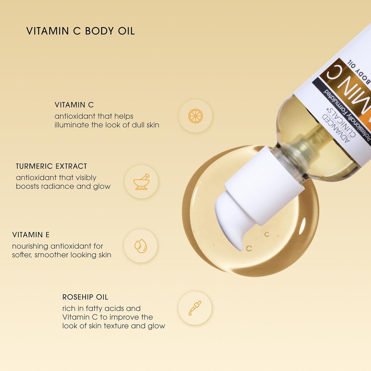 Advanced Clinicals Collagen Body Oil + Vitamin C Brightening Body Oil Moisturizer 2pc Skincare Set