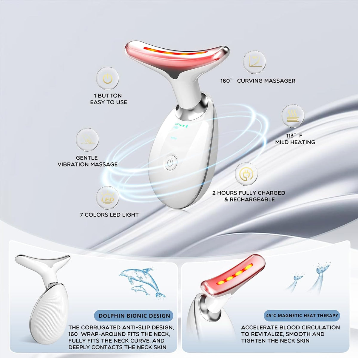 7 in 1 Face Massager Tool, Red Light Therapy for Face and Neck, Red Light Therapy Wand, Face Neck