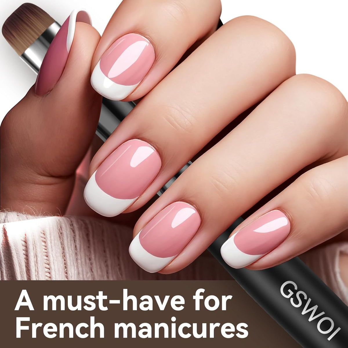 Acrylic Nail Brush for French Tips & Gel Polish Clean Up | Professional Dual-Use Brush with Wooden