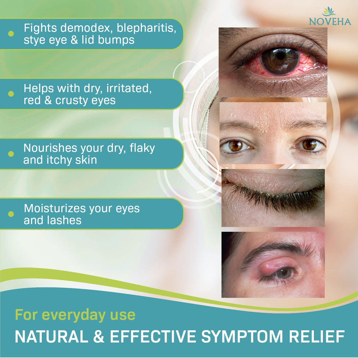 NOVEHA Tea Tree Oil Foaming Cleanser - Therapeutic Daily Skincare For For Eyelash & lids, MGD, Stye