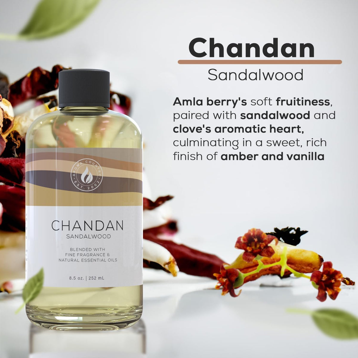 Aroma Country Chandan Diffuser Oil - Luxury Essential Oils for Diffuser Refill & Air Freshener Room