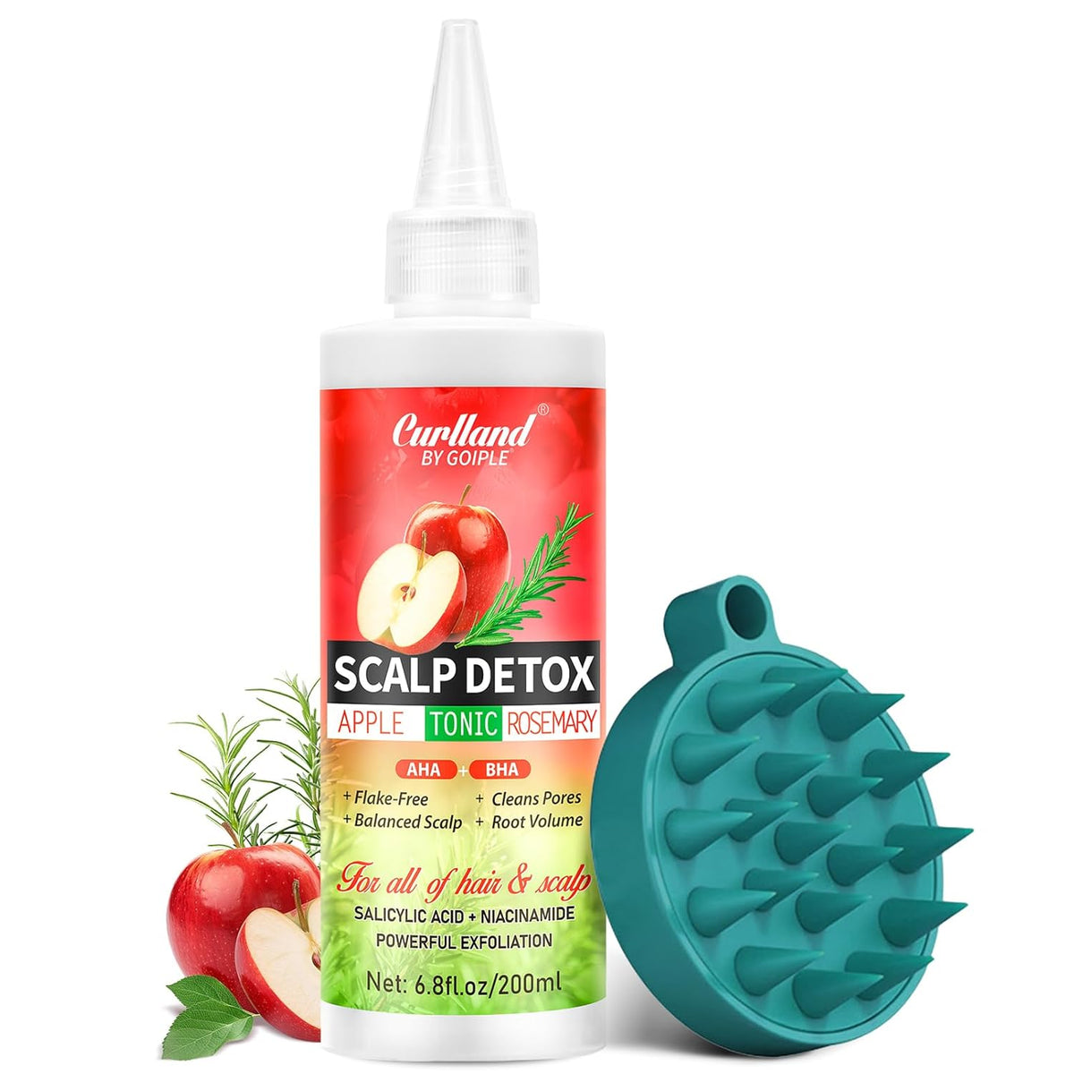 Rosemary & Apple Scalp Exfoliating Tonic - Scalp Detox Serum Deep Cleansing & Clarifying Treatment