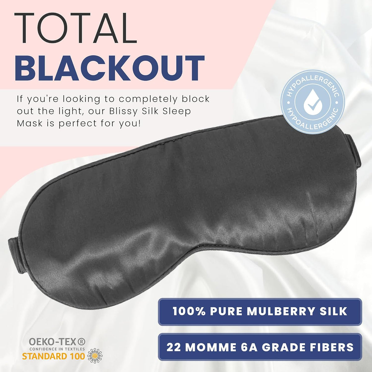Blissy Silk Sleep Mask - Silk Eye Sleeping Mask for Women & Men for Total Blackout - 100% Pure