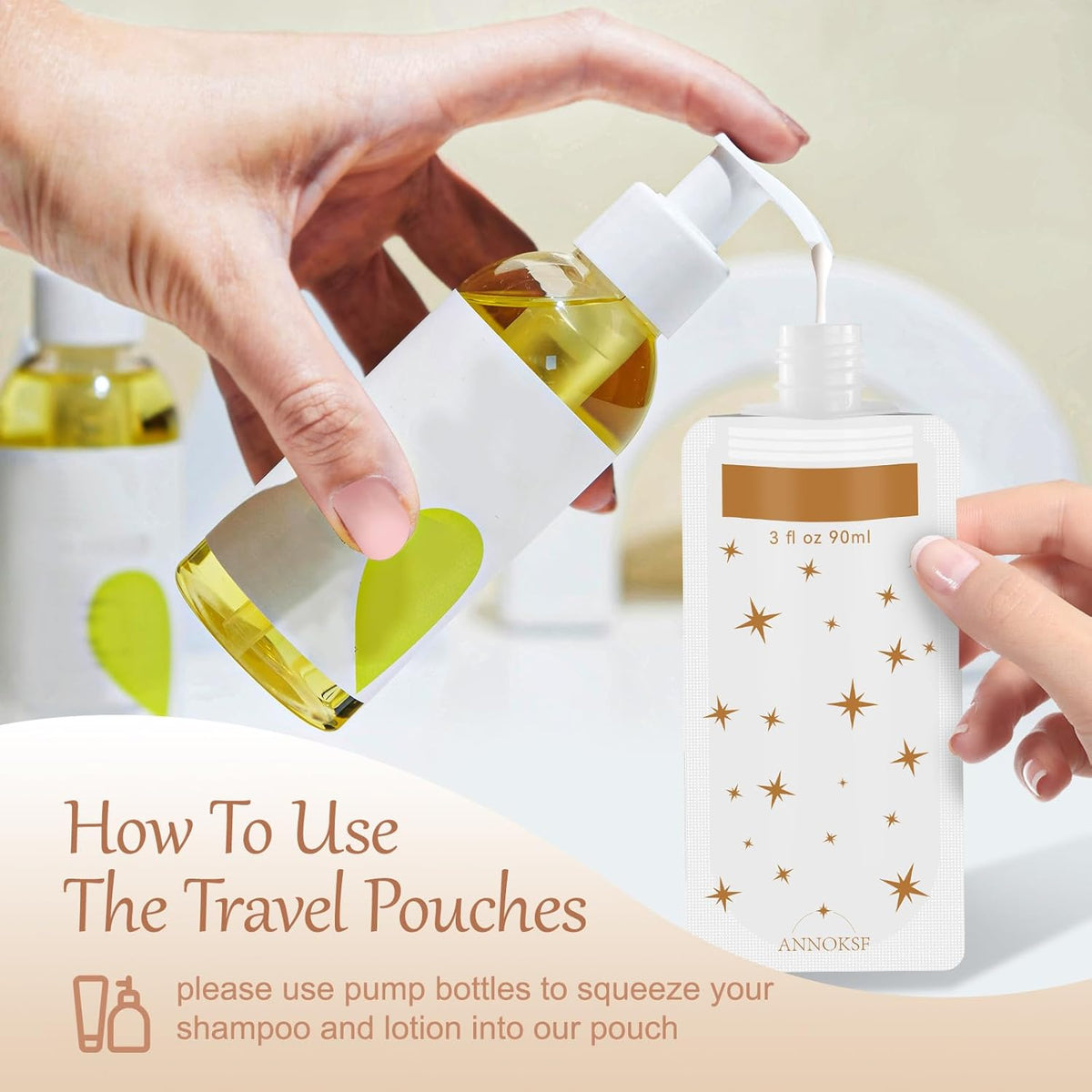 8 Pack Travel Pouches for Toiletries, Refillable squeeze Liquid travel pouches,Travel Shampoo and