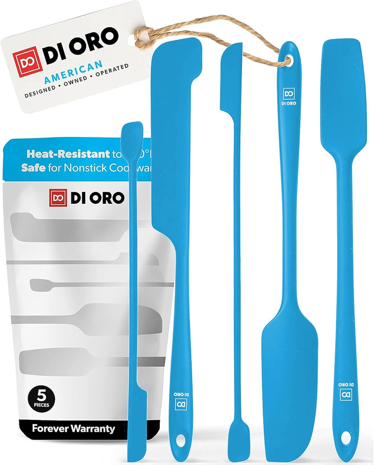 DI ORO Silicone Jar Spatulas for Scraping - Rubber Spatulas Silicone Heat Resistant - Kitchen