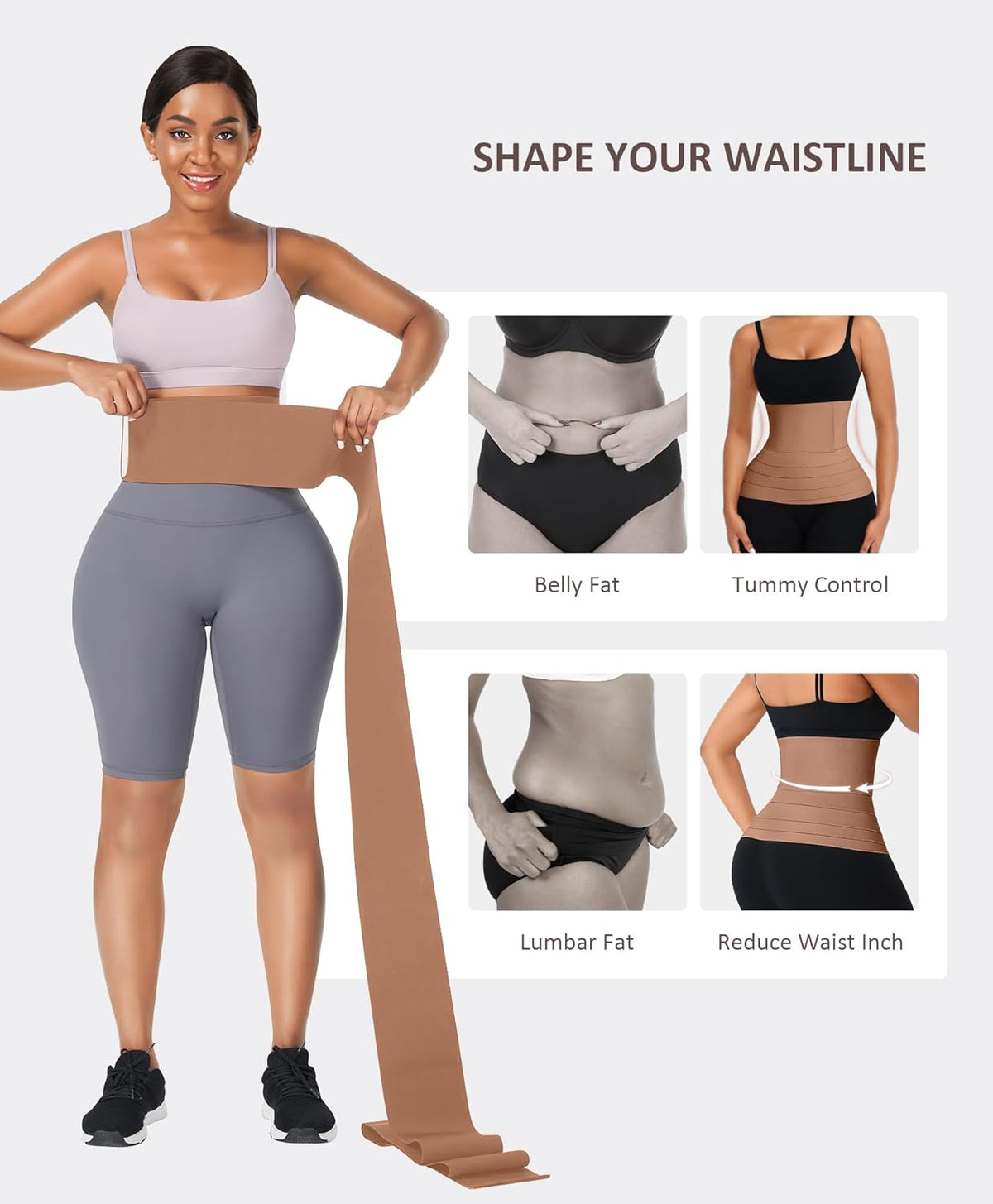 FeelinGirl Waist Trainer for Women Trimmer Belt Waist Cincher Tummy Wrap Plus Size Snatch Me Up