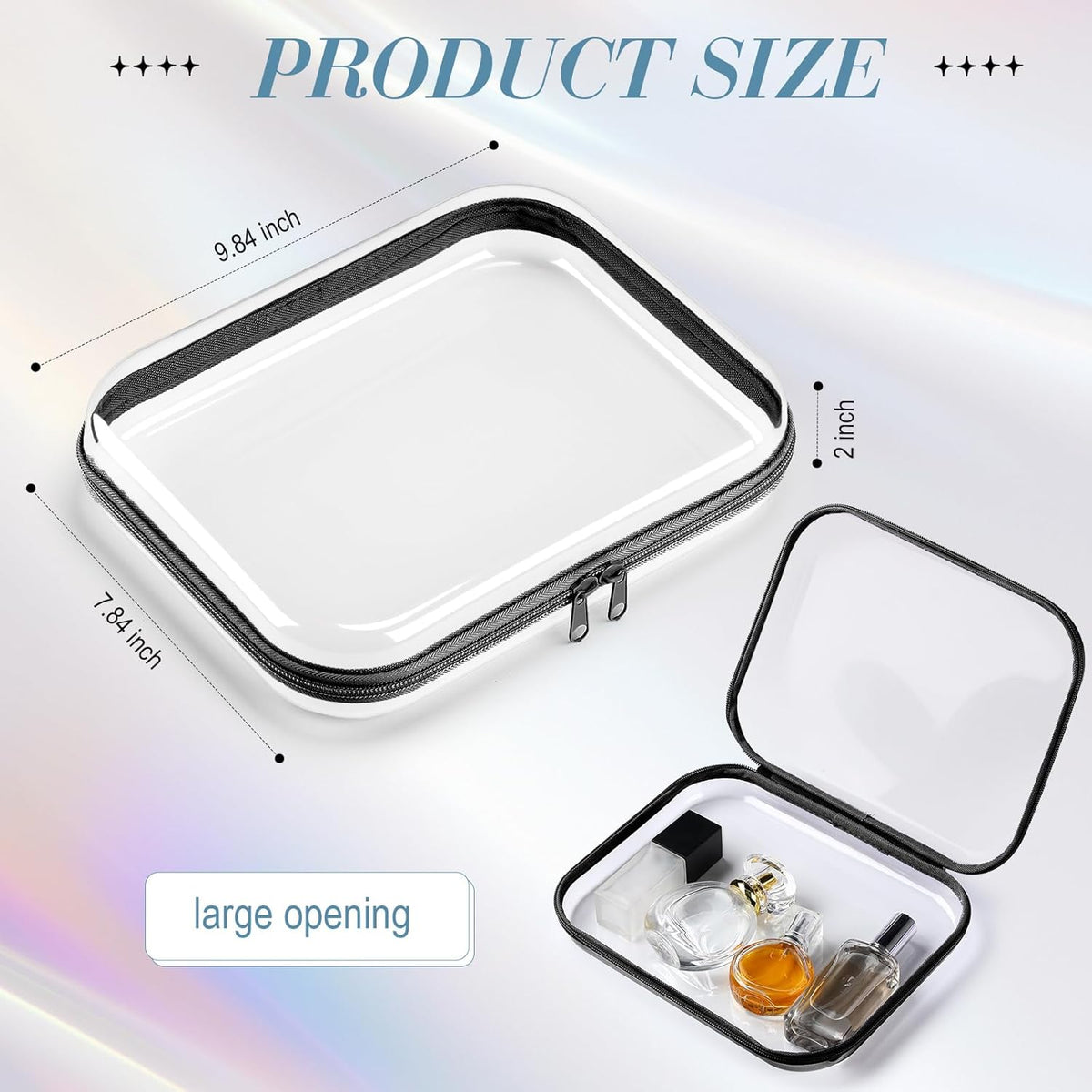 Hoolerry 3 Pcs Clear Hard Zipper Case Plastic Pouch Transparent Hard Case Clear Makeup Bag Portable