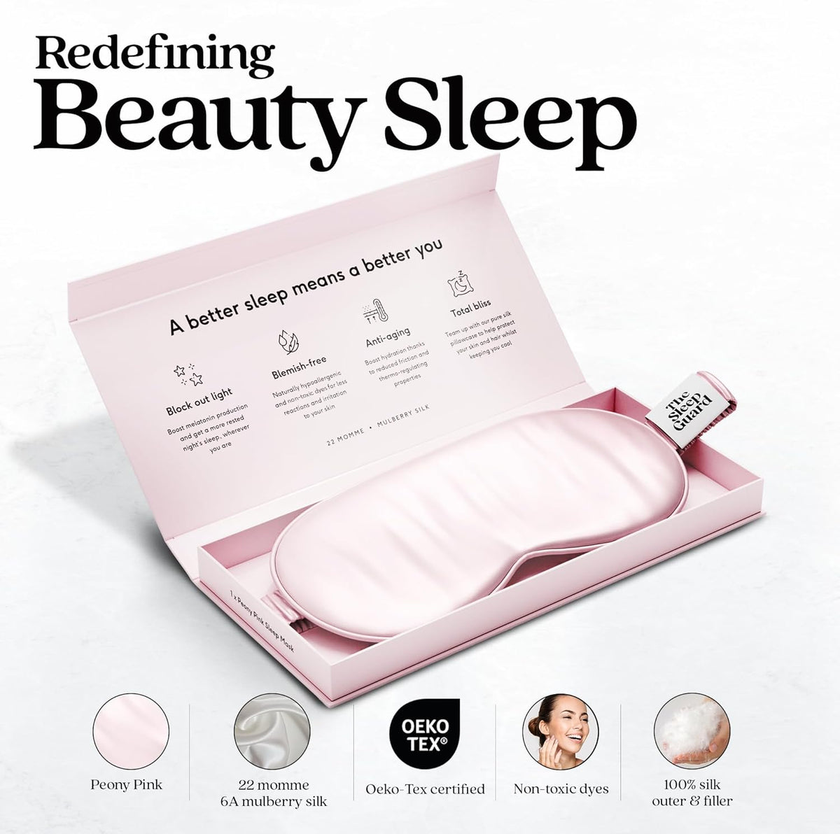 Pure Silk Sleep Mask [100% 6A Mulberry Silk, 22 Momme] Light Blocking Travel Essentials. Eye Masks