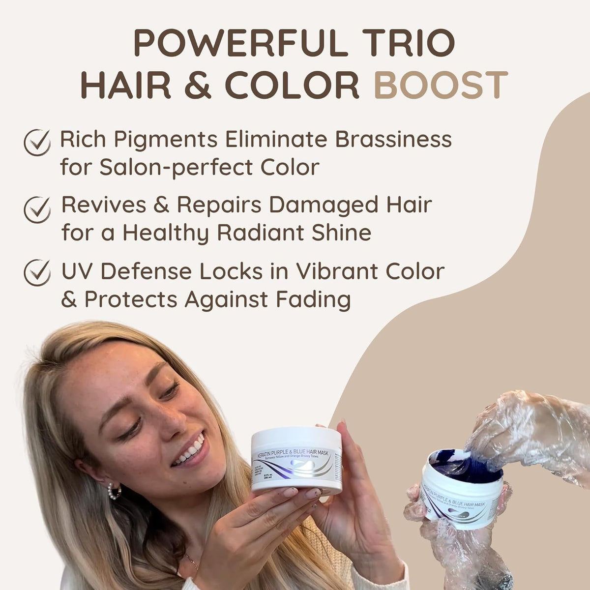 VITAMINS hair cosmetics Keratin Purple Hair Mask - Blue Hair Mask Deep Conditioner Treatment