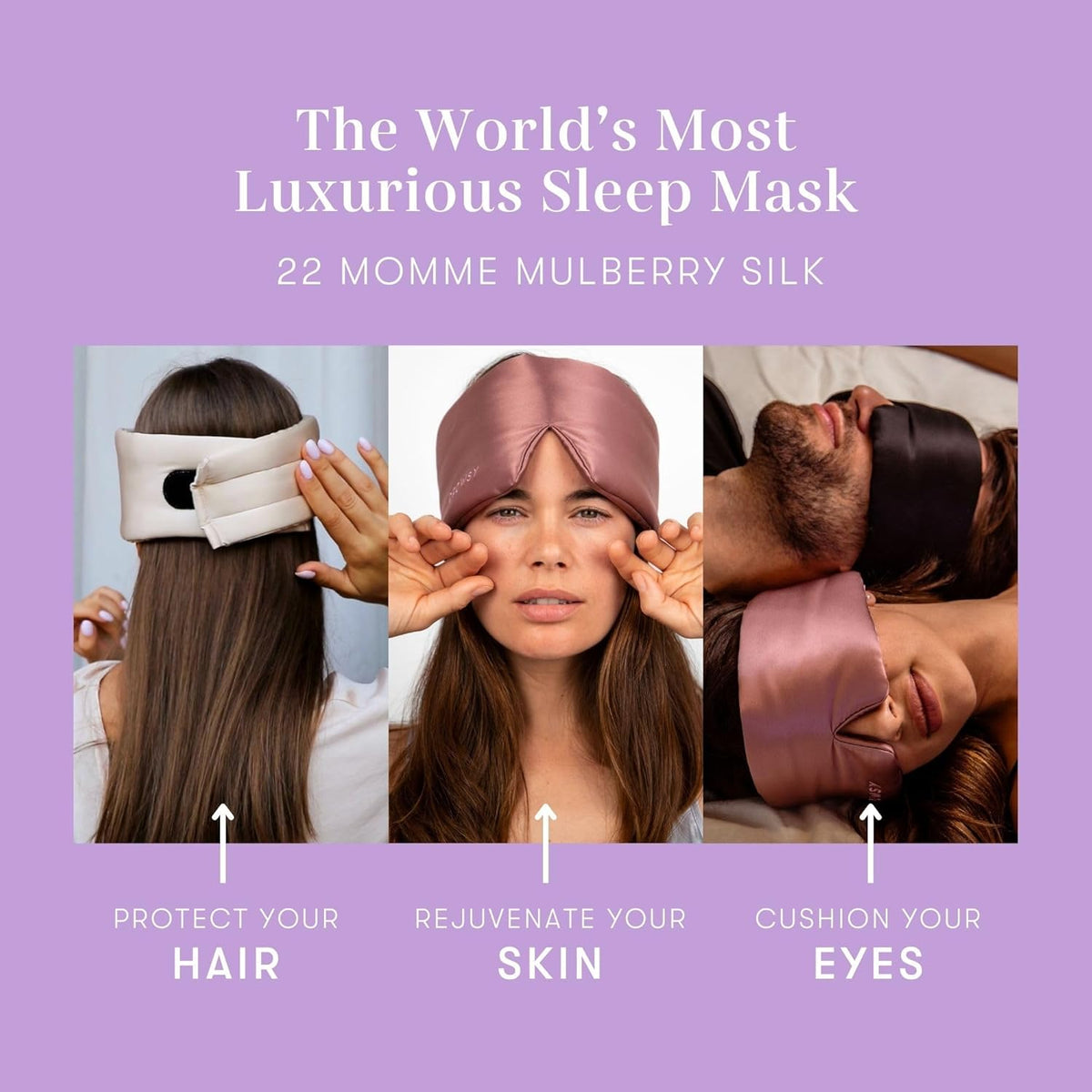 DROWSY Silk Sleep Mask. Face-Hugging, Padded Silk Cocoon for Luxury Sleep in Total Darkness.