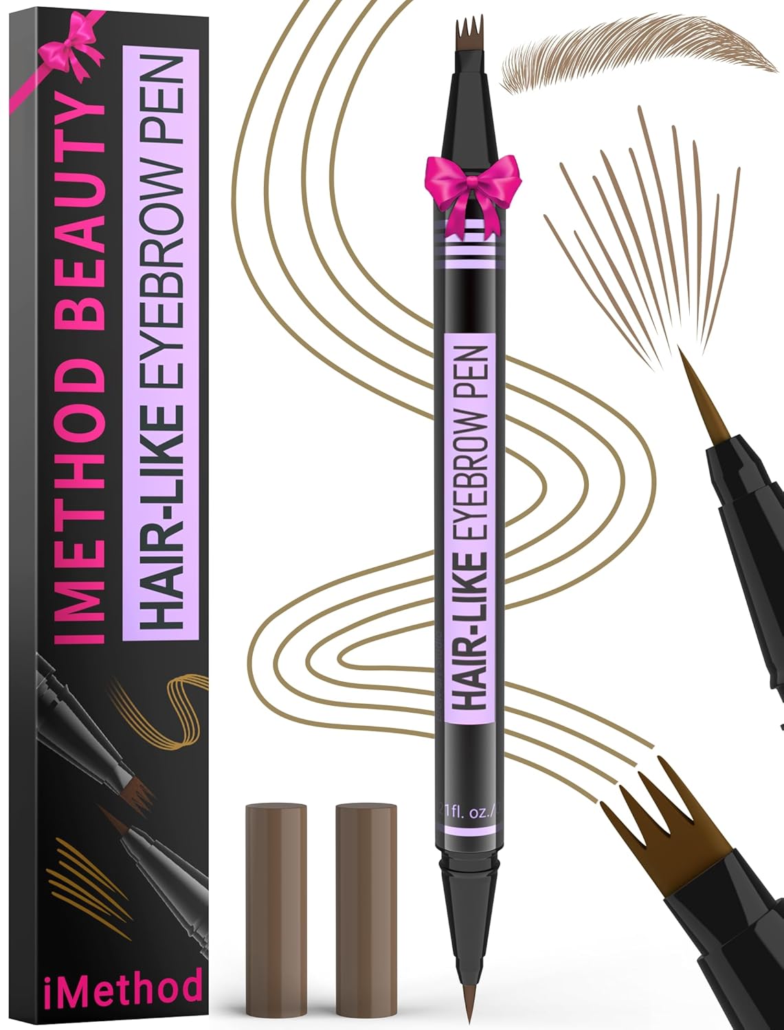 iMethod Eyebrow Pen - Eyebrow Pencil Magic 2-in-1 Eye Brow Pencils for Women with 4-Fork-Tip and