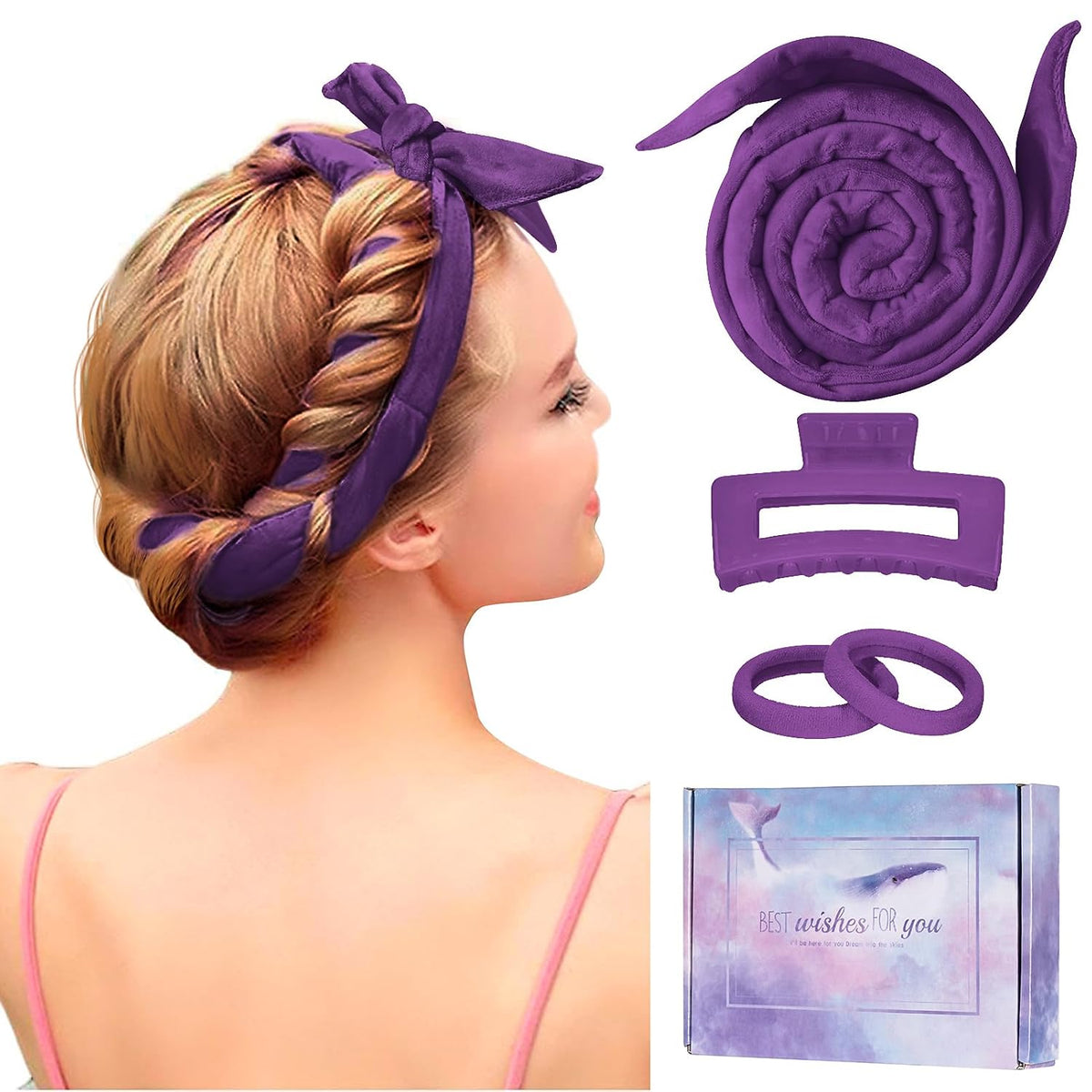 Heatless Curling Rod Headband, Upgraded 60' Extra Long Soft Velvet Hair Curlers to Sleep In, No
