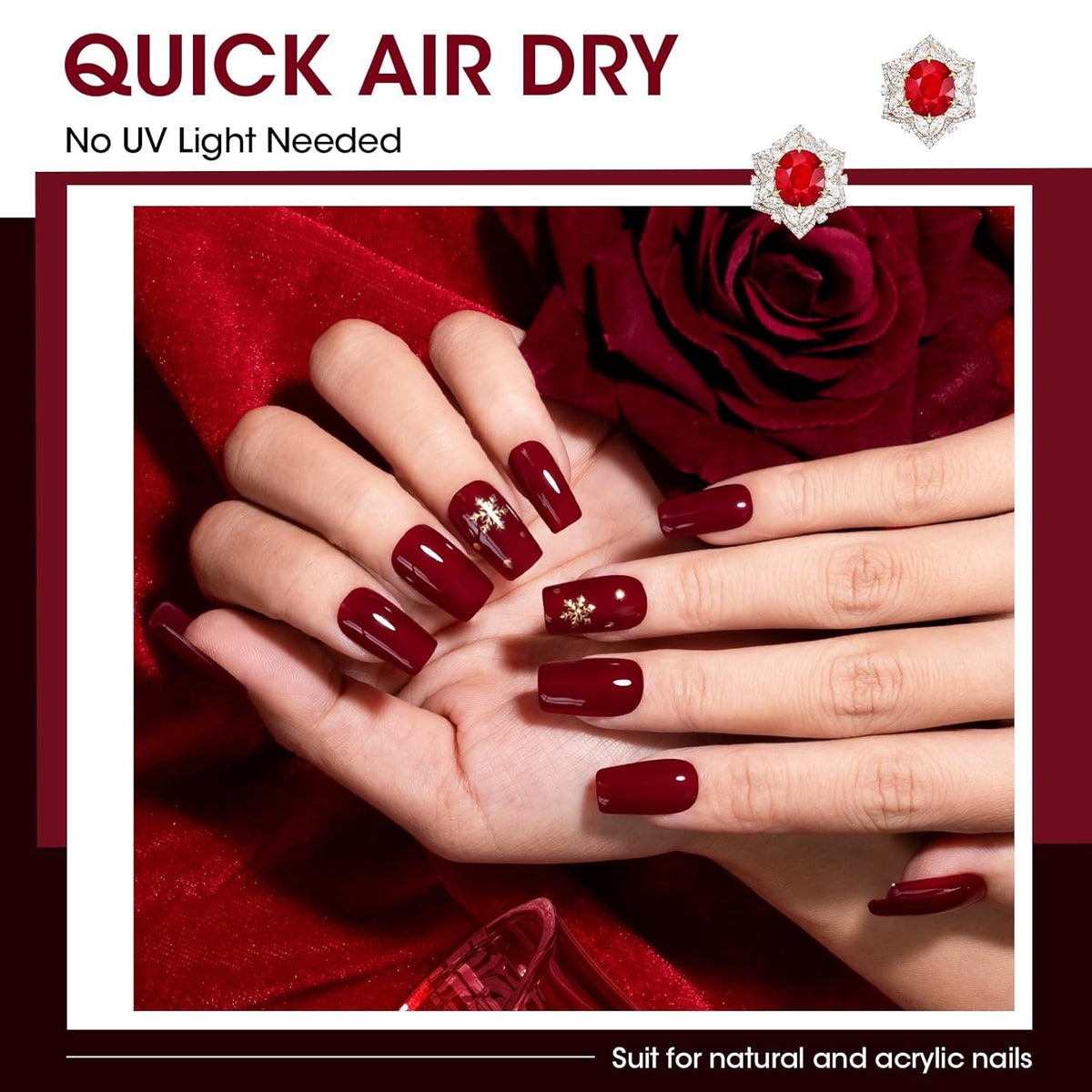 GELLEN Dark Red Nail Polish Set, Deep Burgundy Wine Cherry Blood Red 6 Colors, Fall Winter Quick