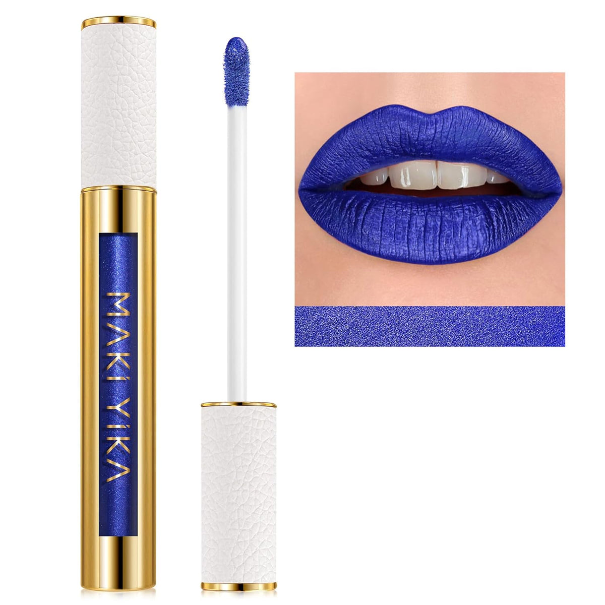 MAKI YIKA Blue Lipstick for Women Metallic Lipsticks Glitter Long Lasting Lipstick No Smudge No