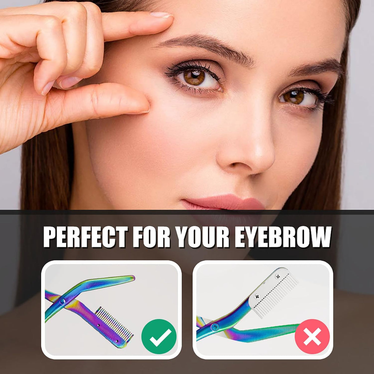 Eyebrow Scissors with Comb - Stainless Steel Eyebrow Trimmer for Women and Men, Facial Grooming