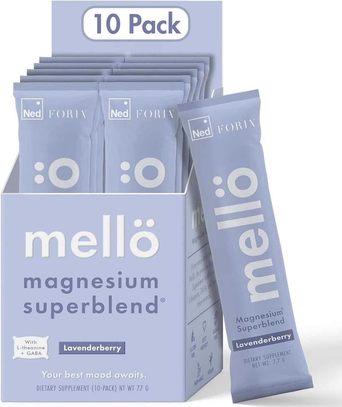 mellö Magnesium Supplement Superblend Powder - Magnesium Glycinate with L-Theanine, GABA, and Trace